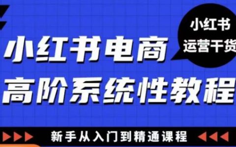 小红书电商怎么做,小红书电商高阶系统教程,从入门到精通