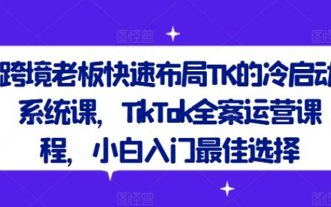 跨境老板快速布局TK的冷启动系统课，TikTok全案运营课程